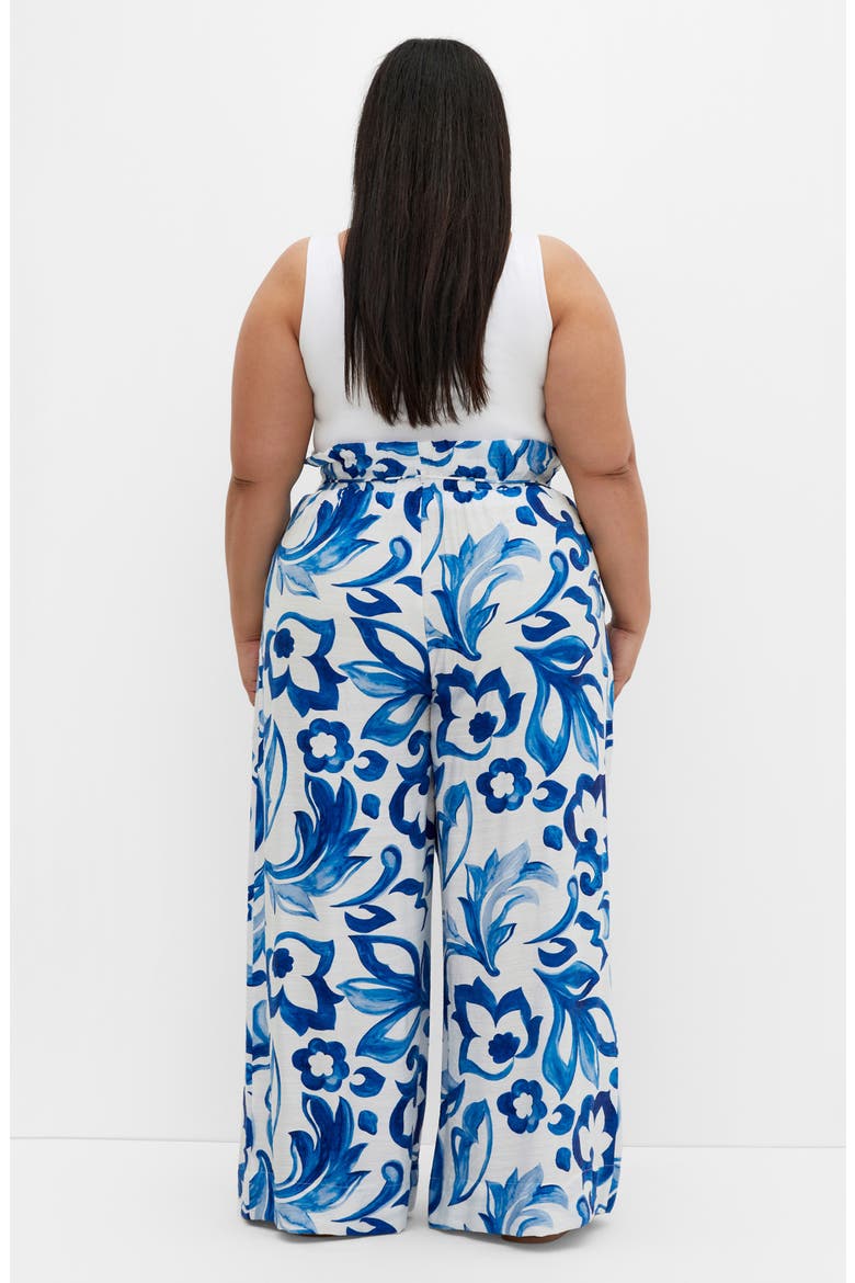Resort Print Paperbag Waist Wide Leg Pants, Alternate, color, MYKONOS