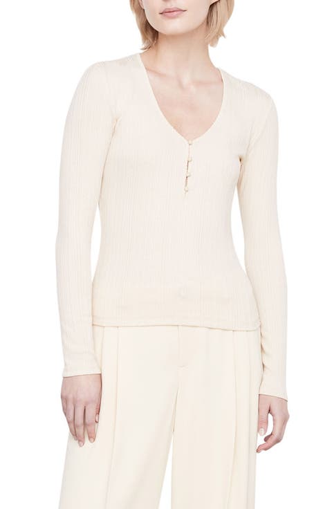 V-Neck Rib Henley Top