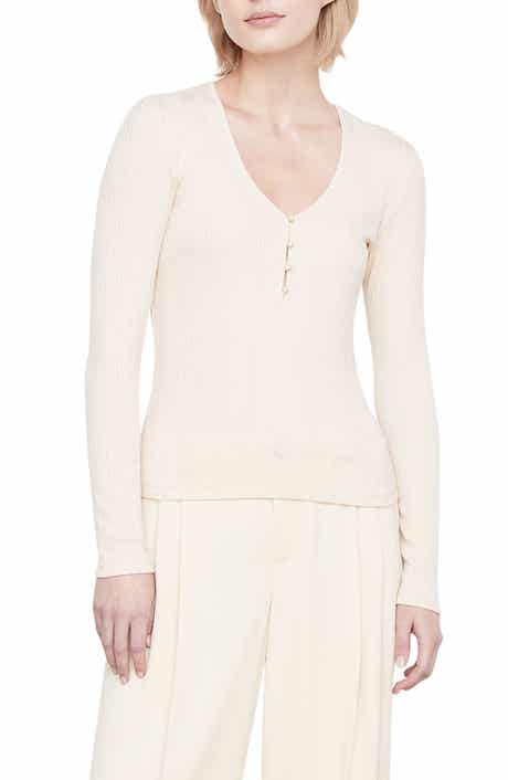 Vince V-Neck Rib Henley Top