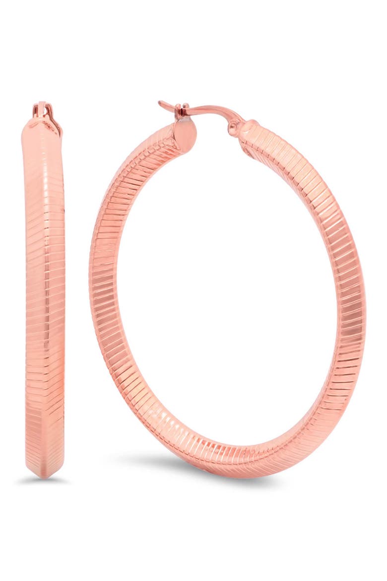 18k Rose Gold Plated Hoop Earrings, Main, color, ROSE GOLD