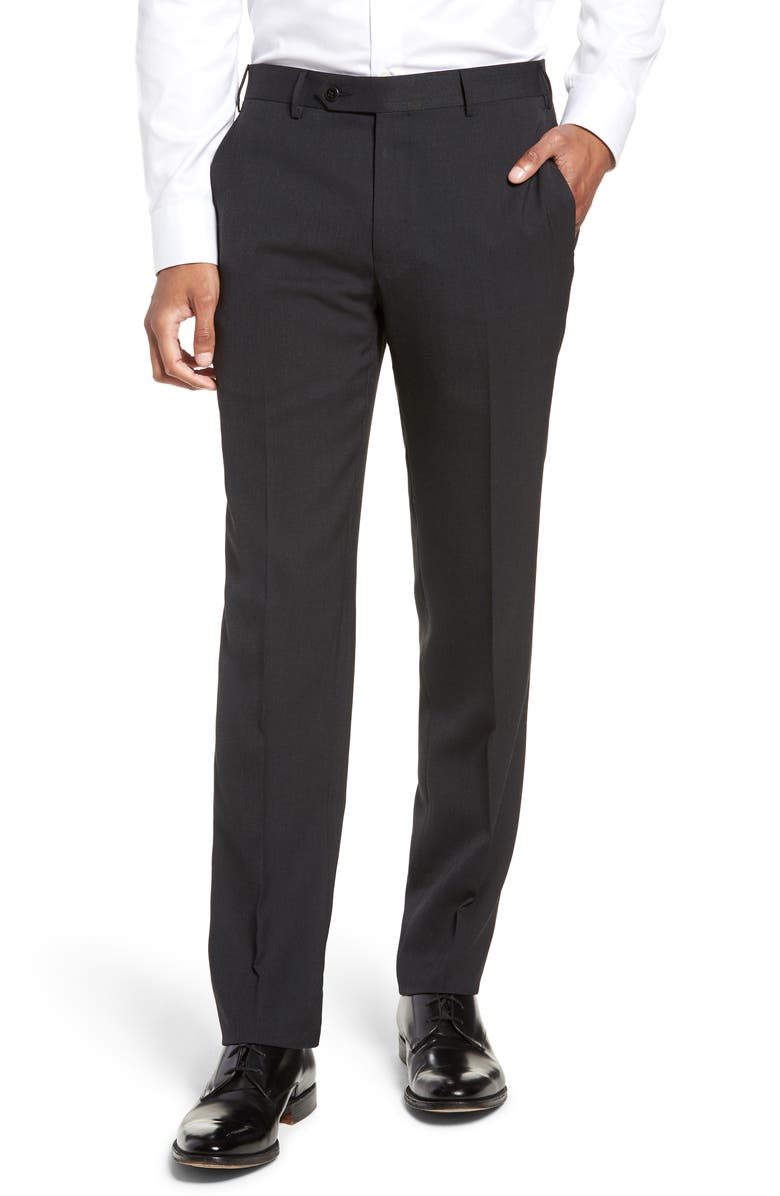 Zanella Curtis Flat Front Stretch Wool Blend Trousers, Main, color, 