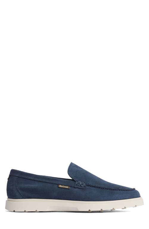 Barbour Carty Moc Toe Loafer In Shark Blue Suede