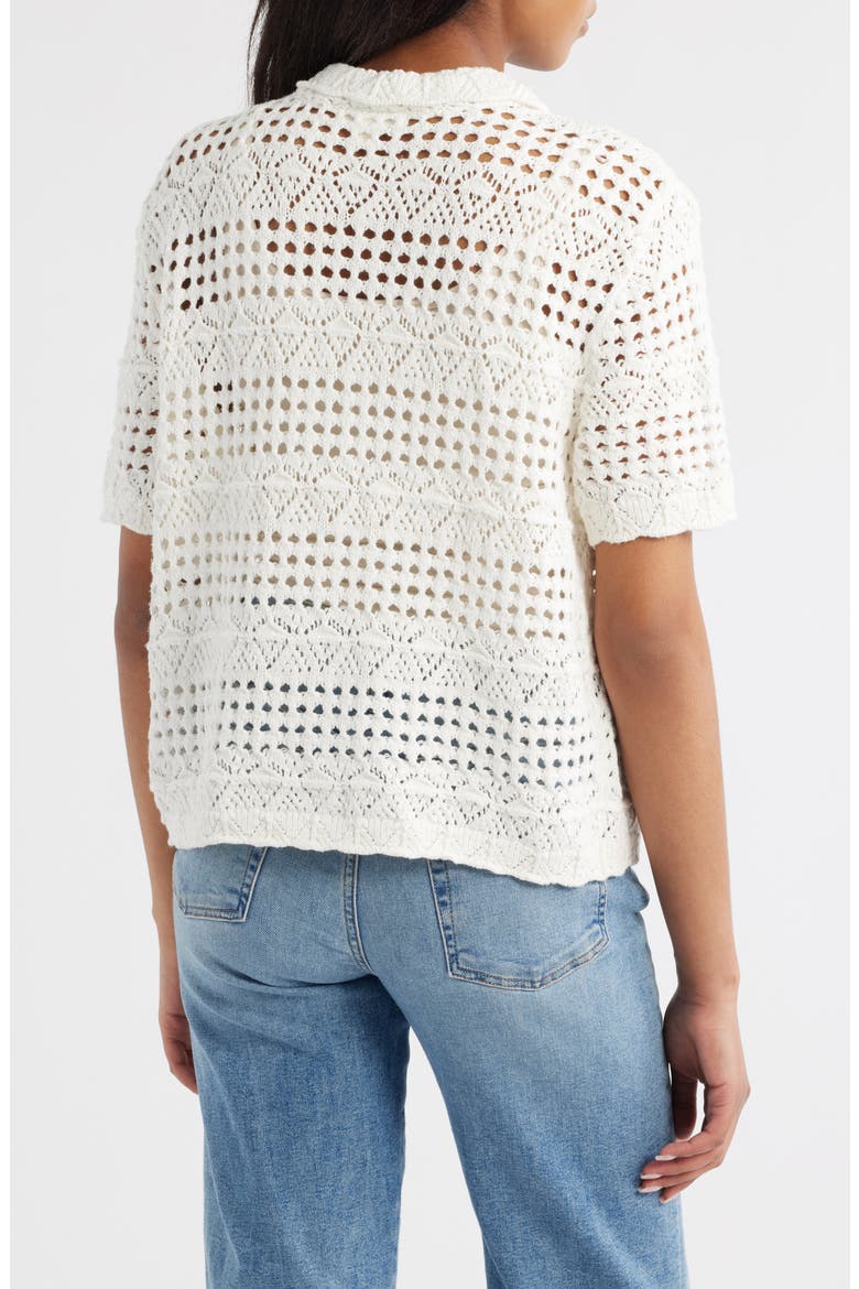 Penny Open Knit Short Sleeve Cardigan, Alternate, color, WHITE