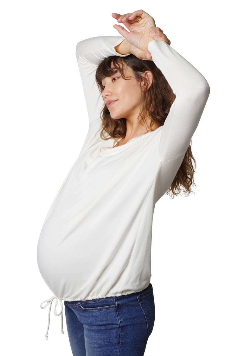 Ingrid & Isabel® Drape Maternity Pullover, Alternate, color, WHISPER WHITE