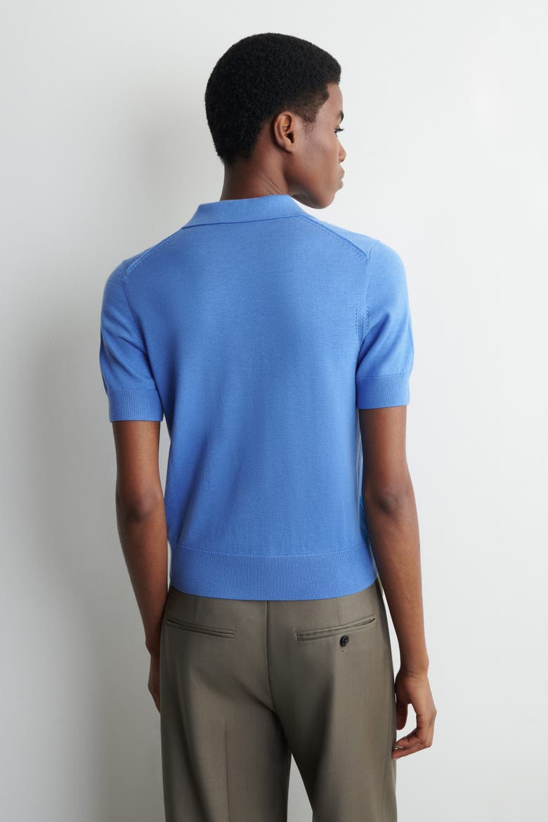 Shrunken Wool-Blend Polo Shirt, Alternate, color, BLUE