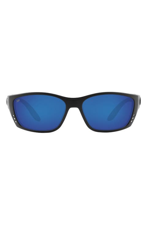 64mm Oversize Polarized Rectangular Sunglasses