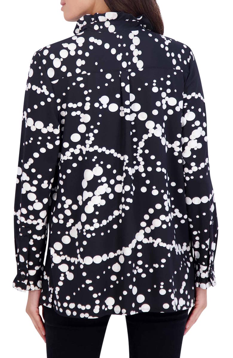 Foxcroft Mia Dot Print Jersey Popover Top, Alternate, color, Black/ White
