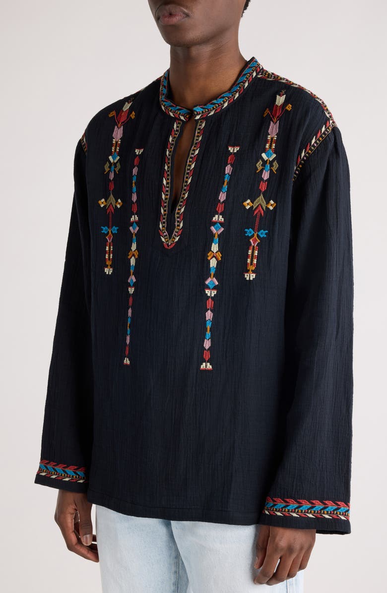 Isabel Marant Zakaria Embroidered Cotton Gauze Shirt, Alternate, color, 