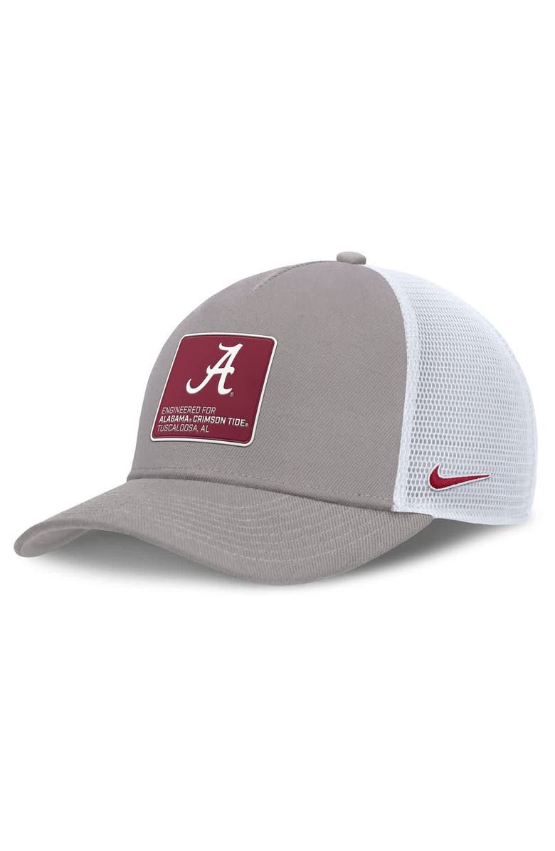 Nike Men's Nike  Gray/White Alabama Crimson Tide 2025 On-Field Rise Engineered Trucker Adjustable Hat, Main, color, 