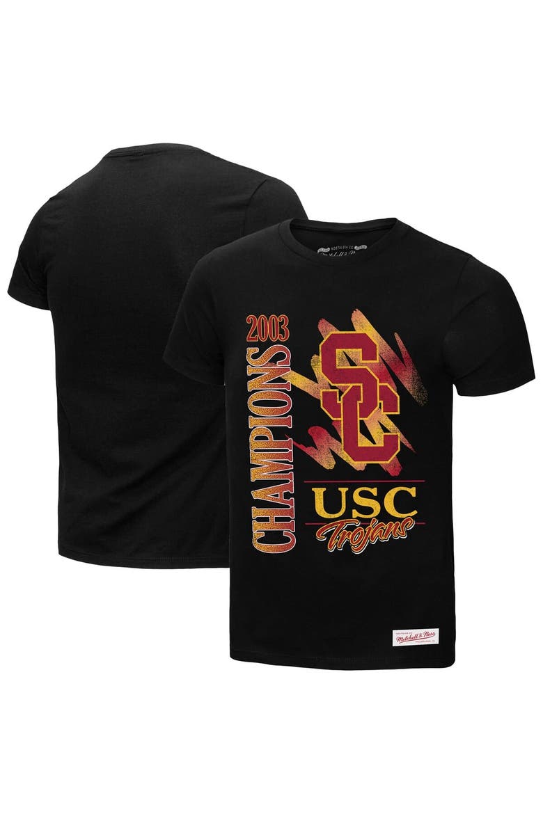 Men's Mitchell & Ness  Black USC Trojans Retro Brush Mineral Wash T-Shirt, Alternate, color, Black
