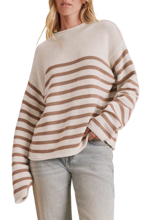 Elsie Stripe Cotton Blend Roll Edge Sweater