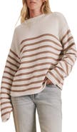 Splendid Elsie Stripe Cotton Blend Roll Edge Sweater