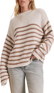 Splendid Elsie Stripe Cotton Blend Roll Edge Sweater
