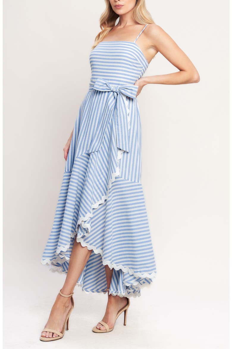 Striped High-Low Maxi Dress, Alternate, color, WHITE BLUE