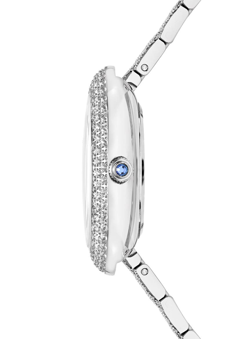 Women's Porsamo Bleu Angelica Oval MOP Dial Topaz Stainless Steel Watch, Alternate, color, SILVER