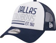 New Era Men's New Era White/Navy Dallas Cowboys Stacked A-Frame Trucker 9FORTY Adjustable Hat