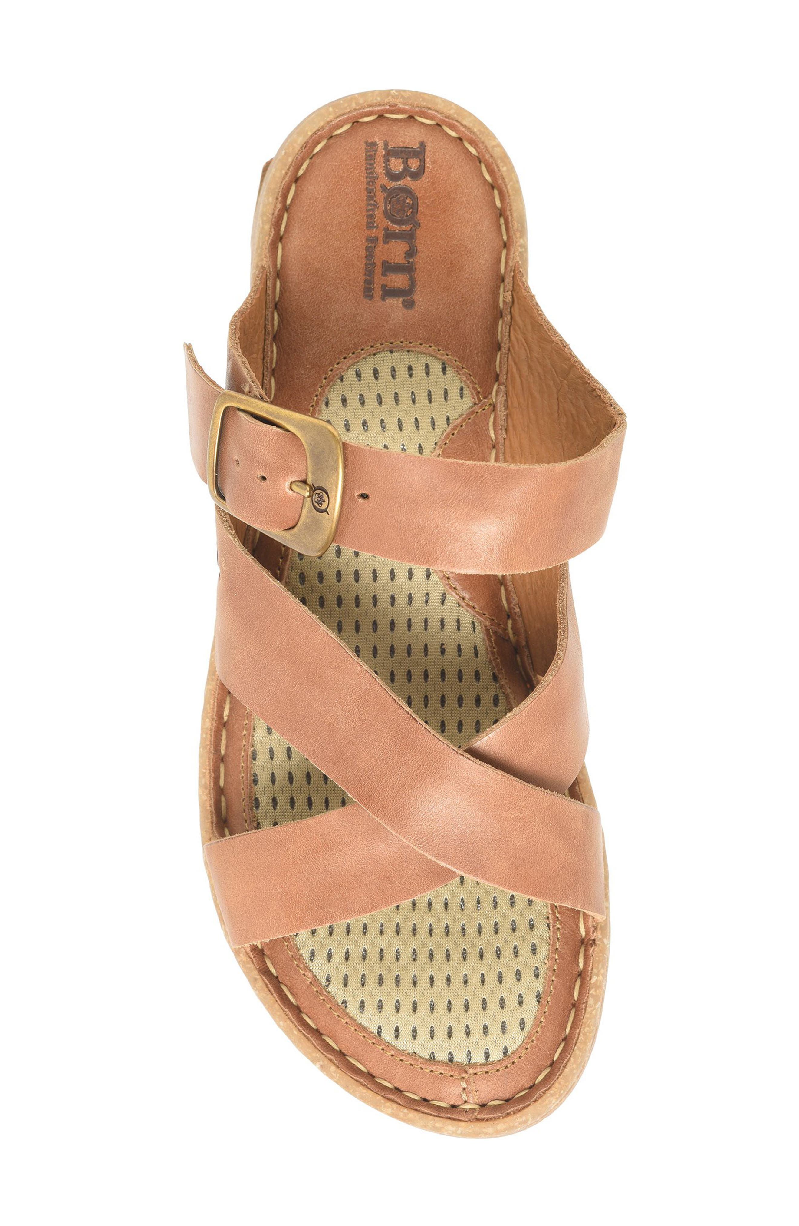 Salas Slide Sandal, Alternate, color, BROWN LEATHER
