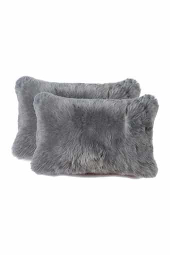 NATURAL New Zealand 12x20 Genuine Sheepskin Pillow - Set of 2 - Gray