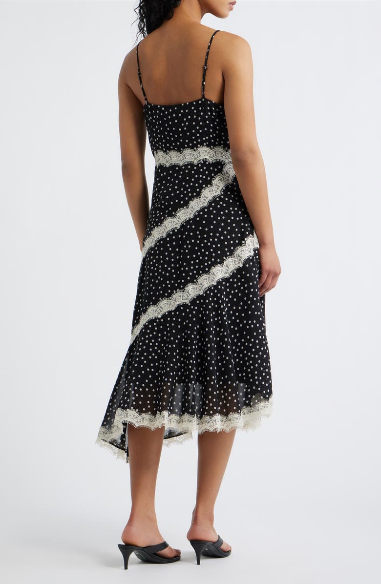 Lucy Paris Mina Polka Dot & Lace Slipdress, Alternate, color, Black White