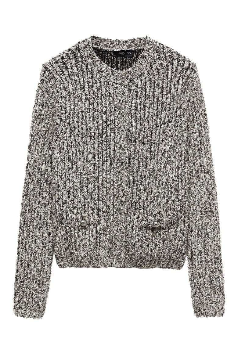 Textured Rib Cardigan, Main, color, BLACK/WHITE