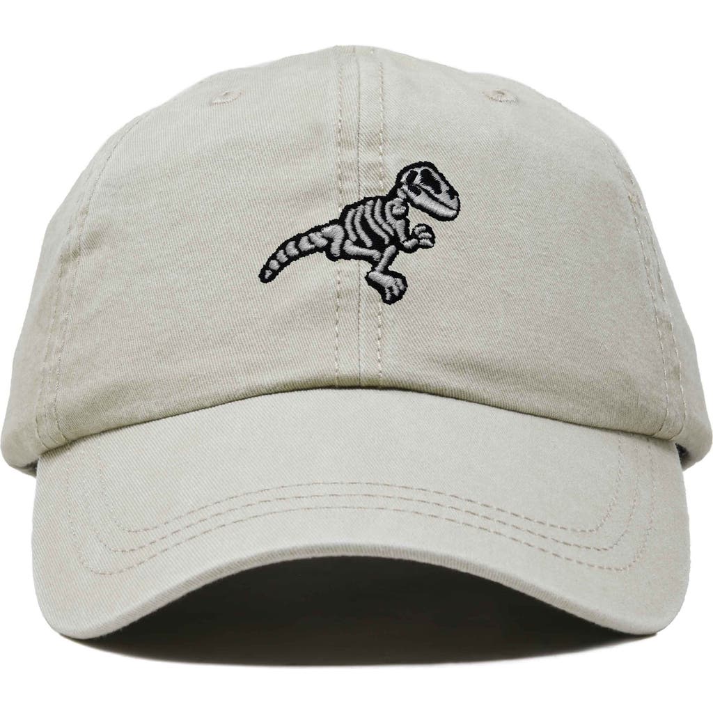 Dalix Fossil Embroidered Outdoor Hat In Washed Stone White