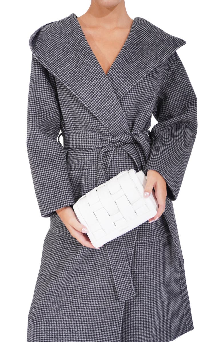 Belle & Bloom Arcadia Oversize Hooded Wool Blend Coat, Alternate, color, Black/ White