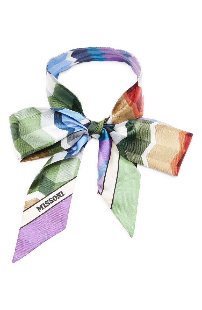 Missoni Zigzag Print Silk Skinny Scarf, Alternate, color, 0001 Green Purple Multi