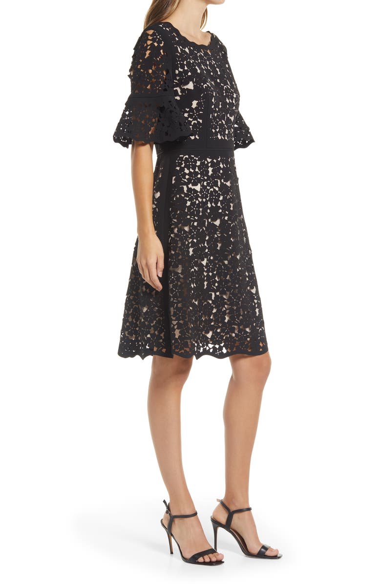 Shani Laser Cut Lace Fit & Flare Dress, Alternate, color, 