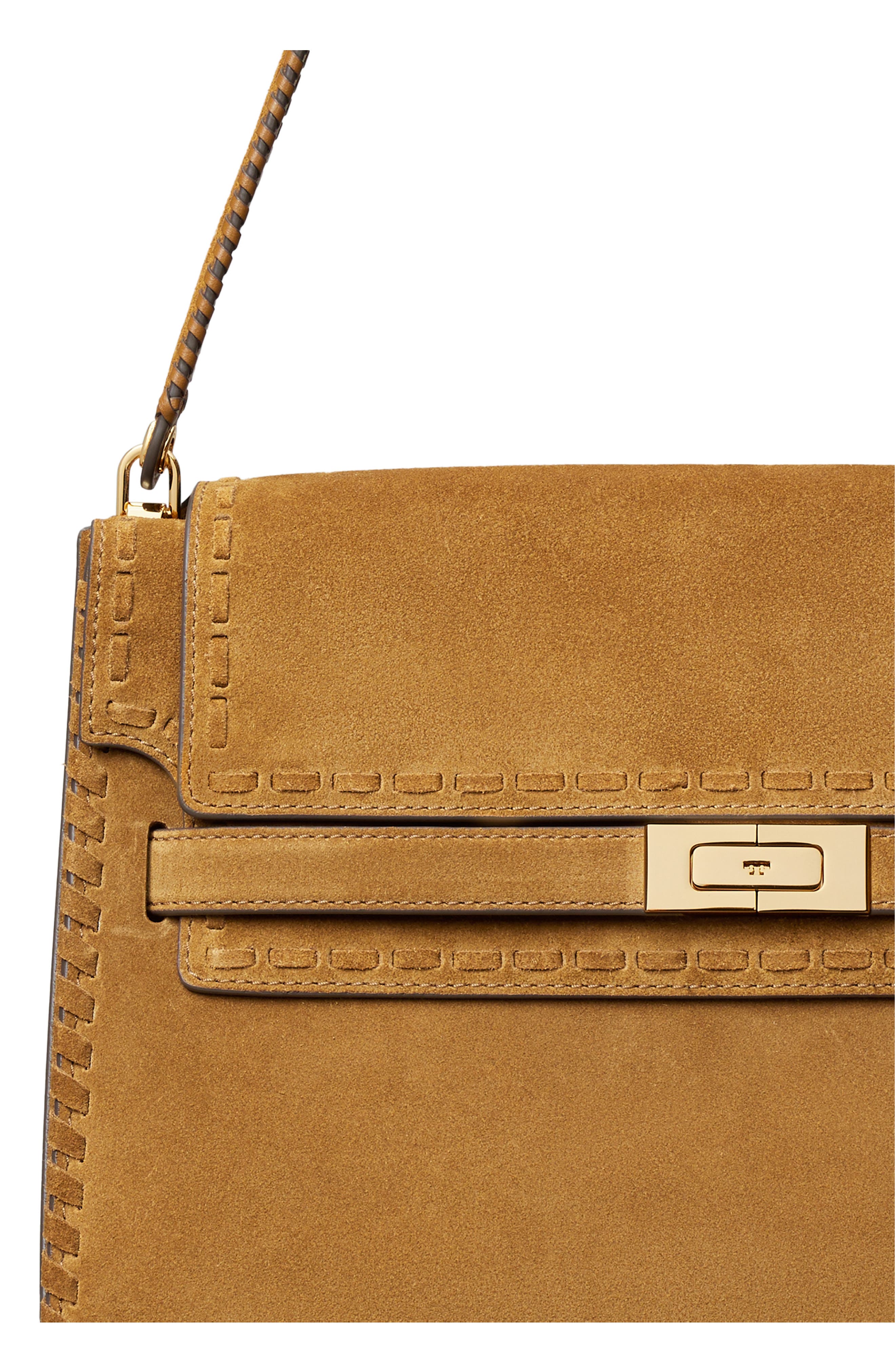 Tory Burch Large Lee Radziwill Suede Shoulder Bag, Alternate, color, Wild Tabacco