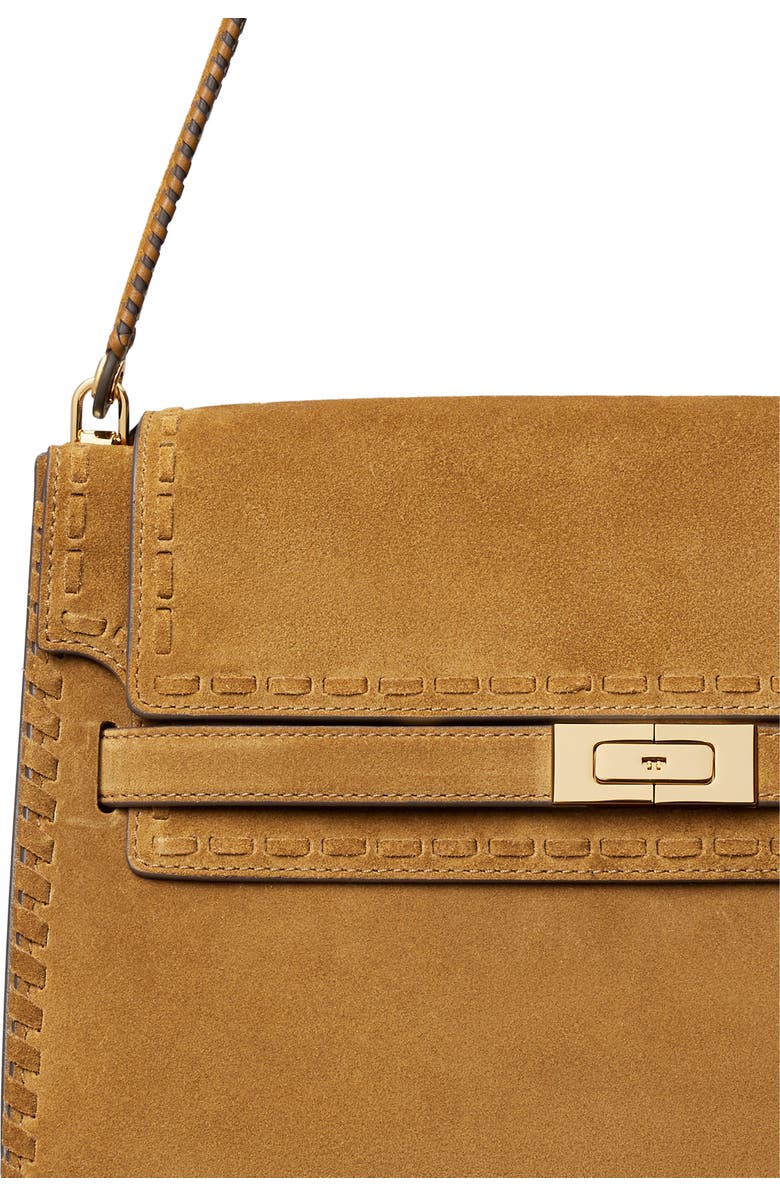 Tory Burch Large Lee Radziwill Suede Shoulder Bag, Alternate, color, Wild Tabacco