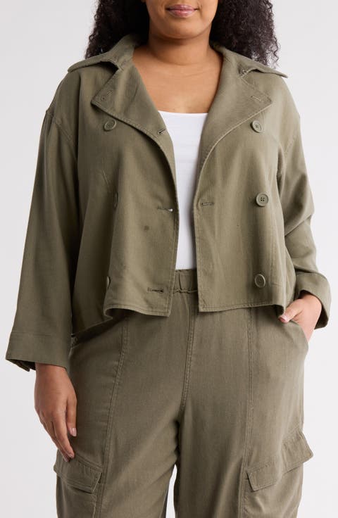 Buttoned Twill Jacket (Plus)