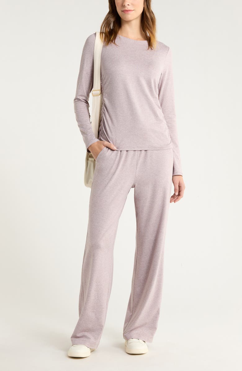Zella Restore Soft Lite Ruched Long Sleeve T-Shirt, Alternate, color, Purple Dove