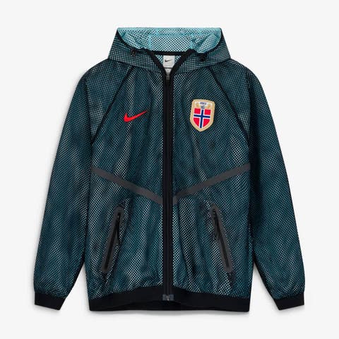 Men's Nike Black Norway National Team 2026 Anthem Mesh Dri-FIT Full-Zip Hooded Jacket
