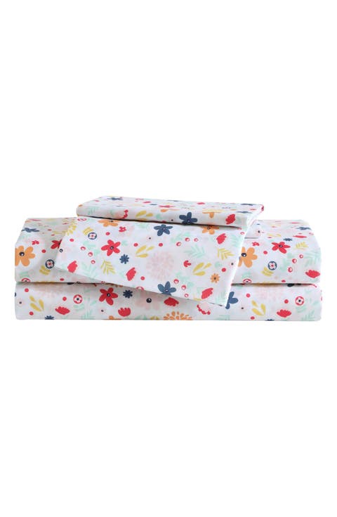 Colorful Floral Microfiber Sheet Set
