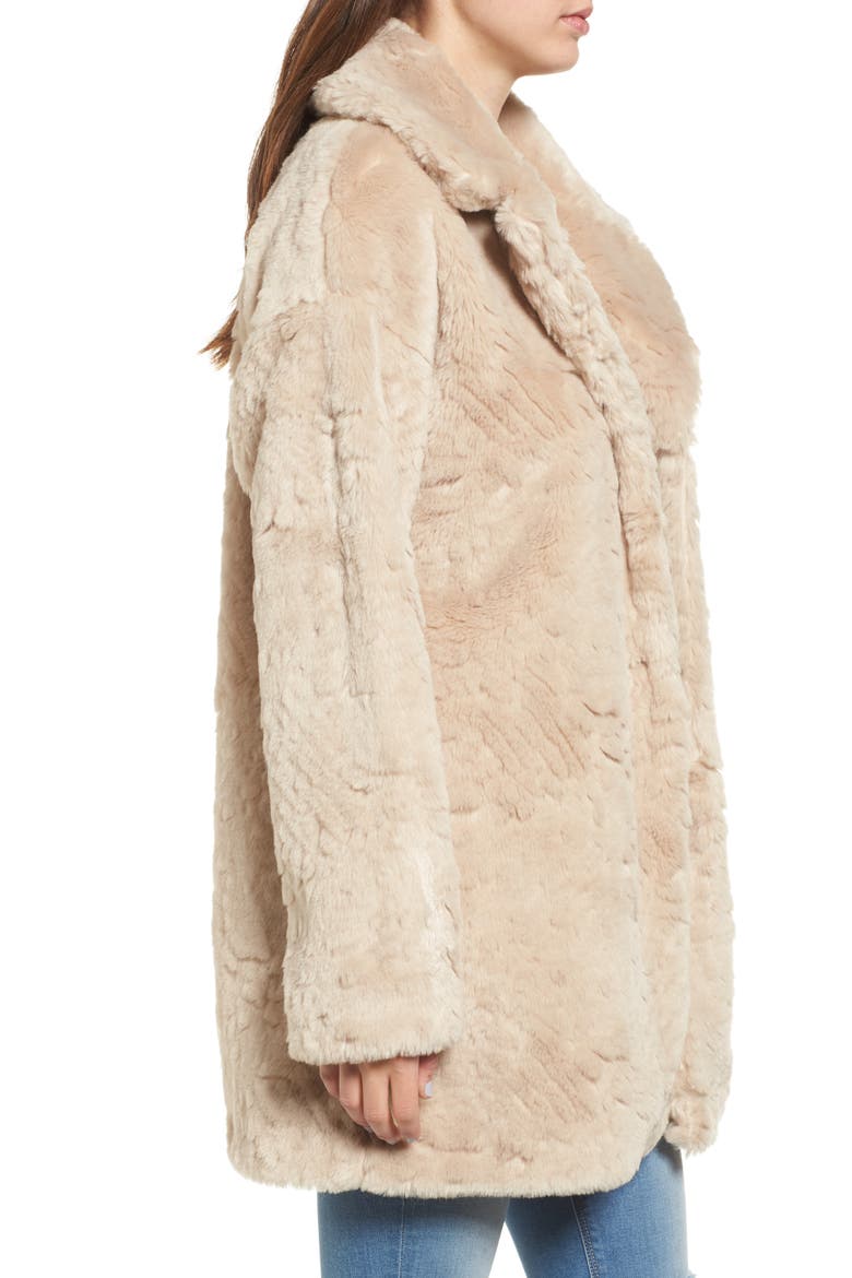 Shaggy Faux Fur Coat, Alternate, color, CREAM