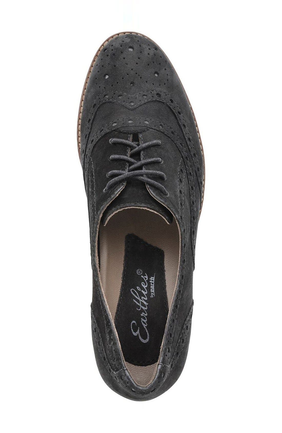 Earthies® 'Santana' Wingtip Oxford, Alternate, color, BLACK NUBUCK LEATHER