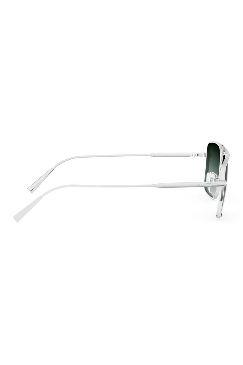 'DiorBlacksuit S17U 54mm Rectangular Sunglasses, Alternate, color, SHINY PALLADIUM / GREEN