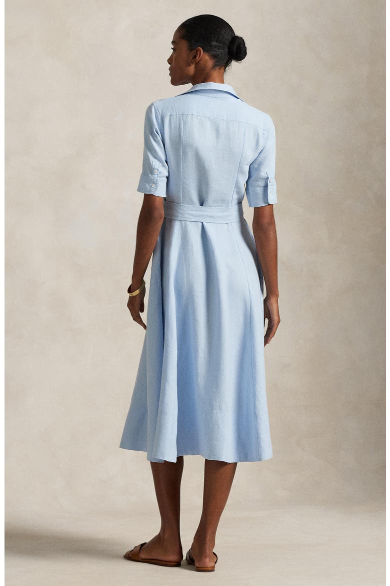 Belted A-Line Linen Shirtdress, Alternate, color, COLD SPRING
