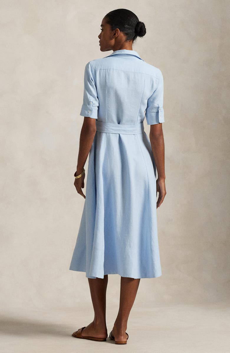 Polo Ralph Lauren Belted A-Line Linen Shirtdress, Alternate, color, Cold Spring