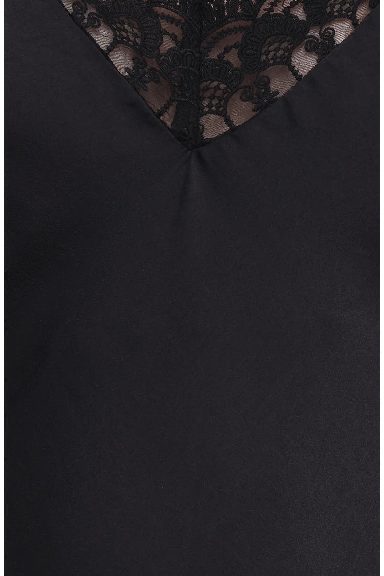 Aideen Satin & Lace Maxi Slipdress, Alternate, color, BLACK