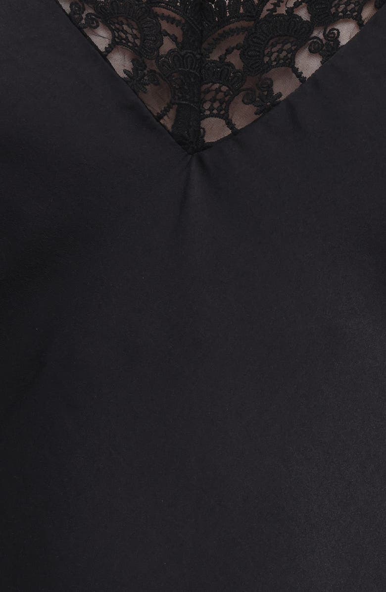 Petal & Pup Aideen Satin & Lace Maxi Slipdress, Alternate, color, Black