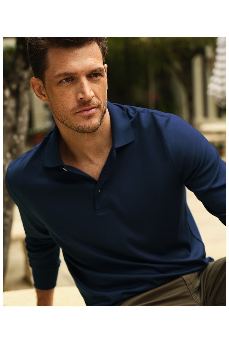Long Sleeve Cotton Supima Polo Shirt, Alternate, color, Radiant Navy