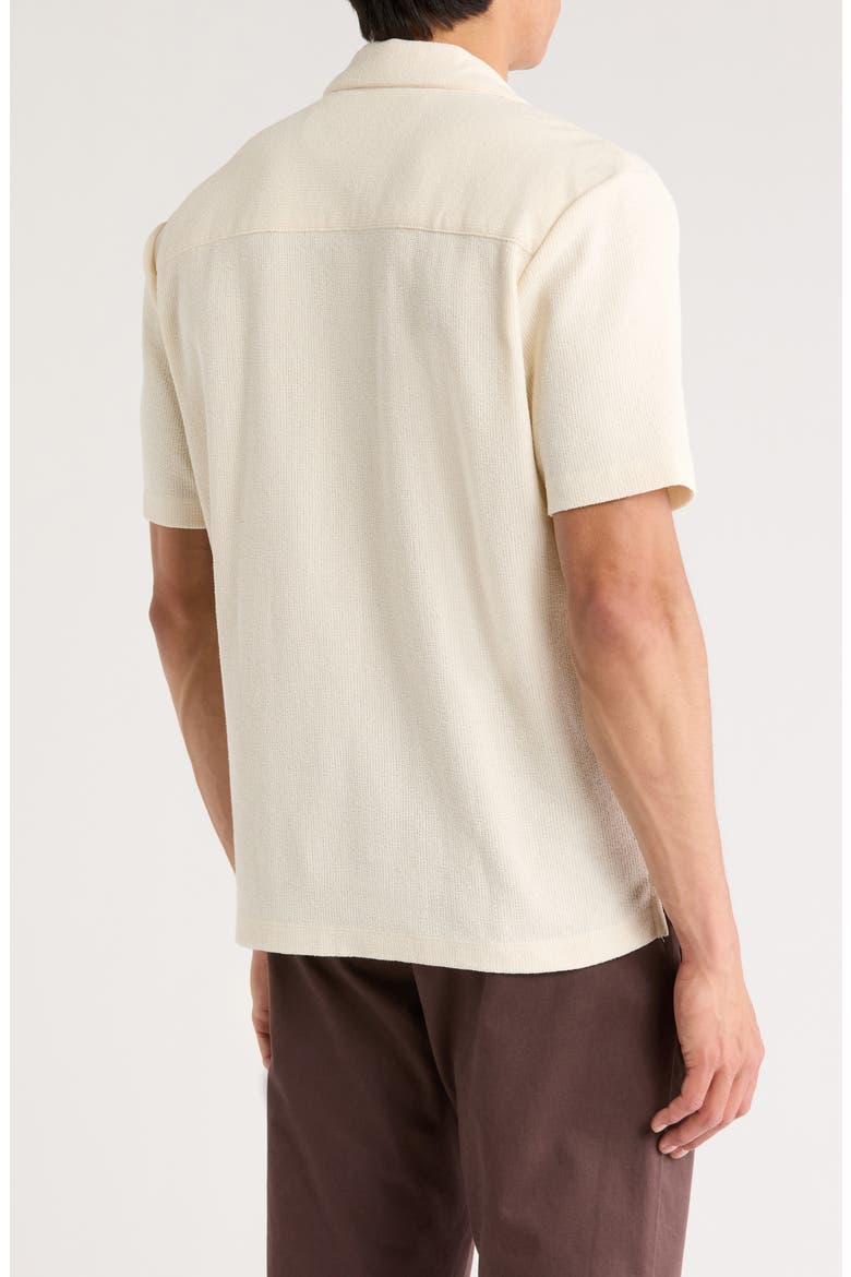 Cream Textured Cotton Blend Camp Shirt, Alternate, color, CREAM