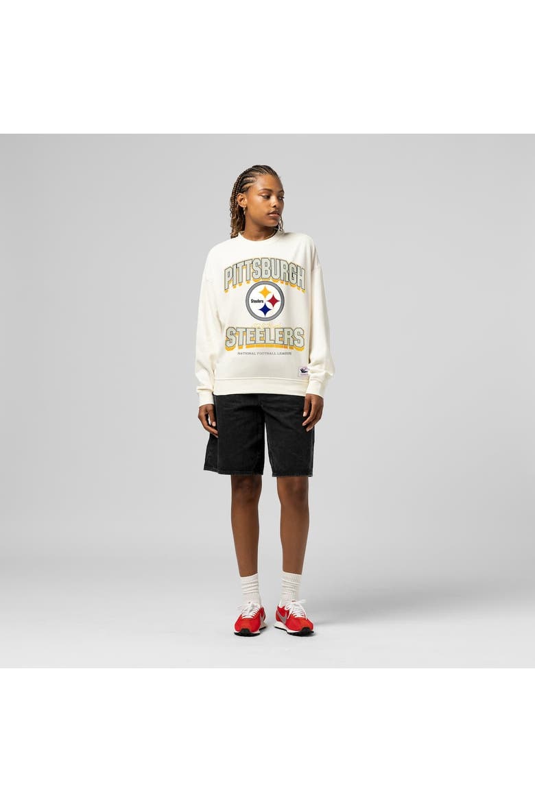 Women's  Mitchell & Ness  Cream Pittsburgh Steelers Tonal Arch Sweatshirt, Alternate, color, Cream