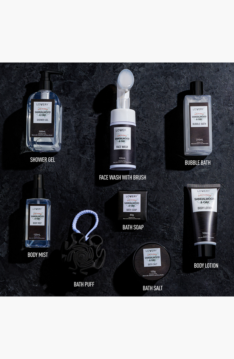 Lovery Luxury Spa Kit - Sandalwood & Oak Scented Bath Gift Set & Shower Basket, Alternate, color, Sandalwood & Oak