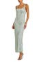 Beaded Mesh Scoop Neck Fitted Gown With Bows