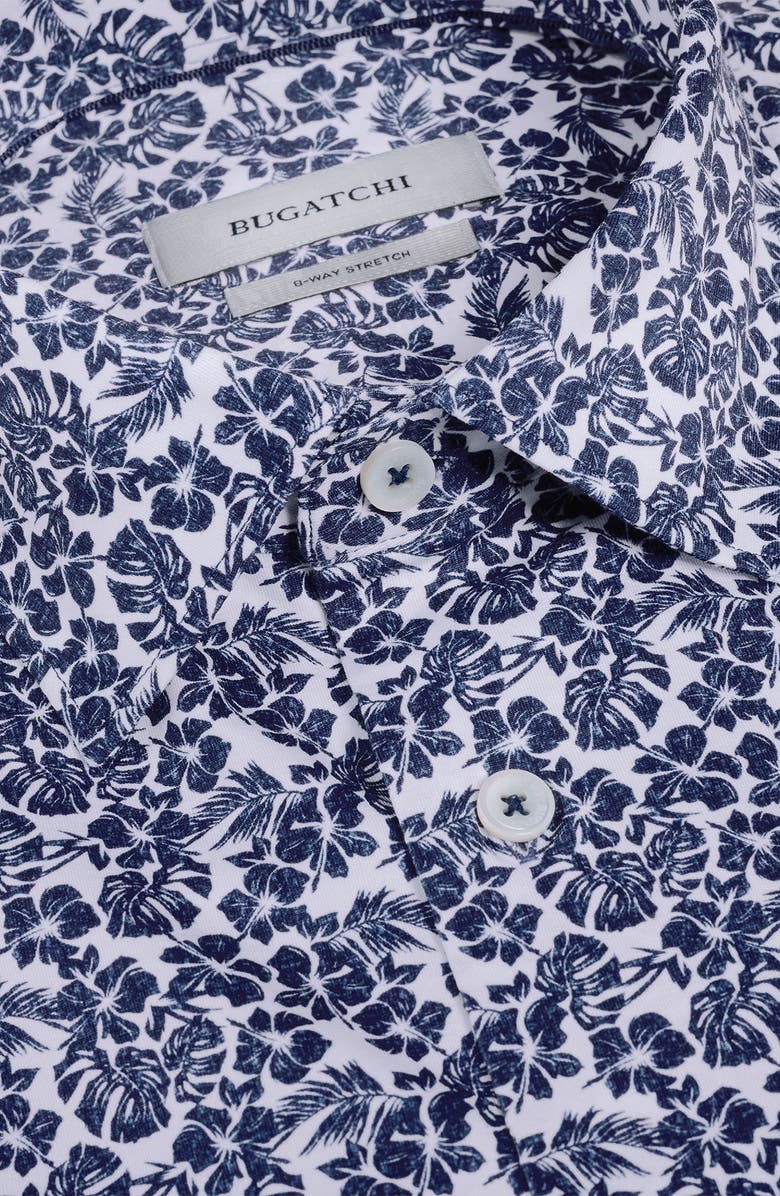 Bugatchi Miles OoohCotton<sup>®</sup> Floral Short Sleeve Button-Up Shirt, Alternate, color, Navy