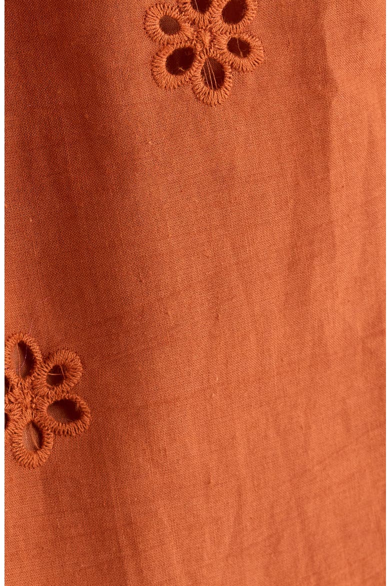 Deana Eyelet Smocked Midi Dress, Alternate, color, BROWN