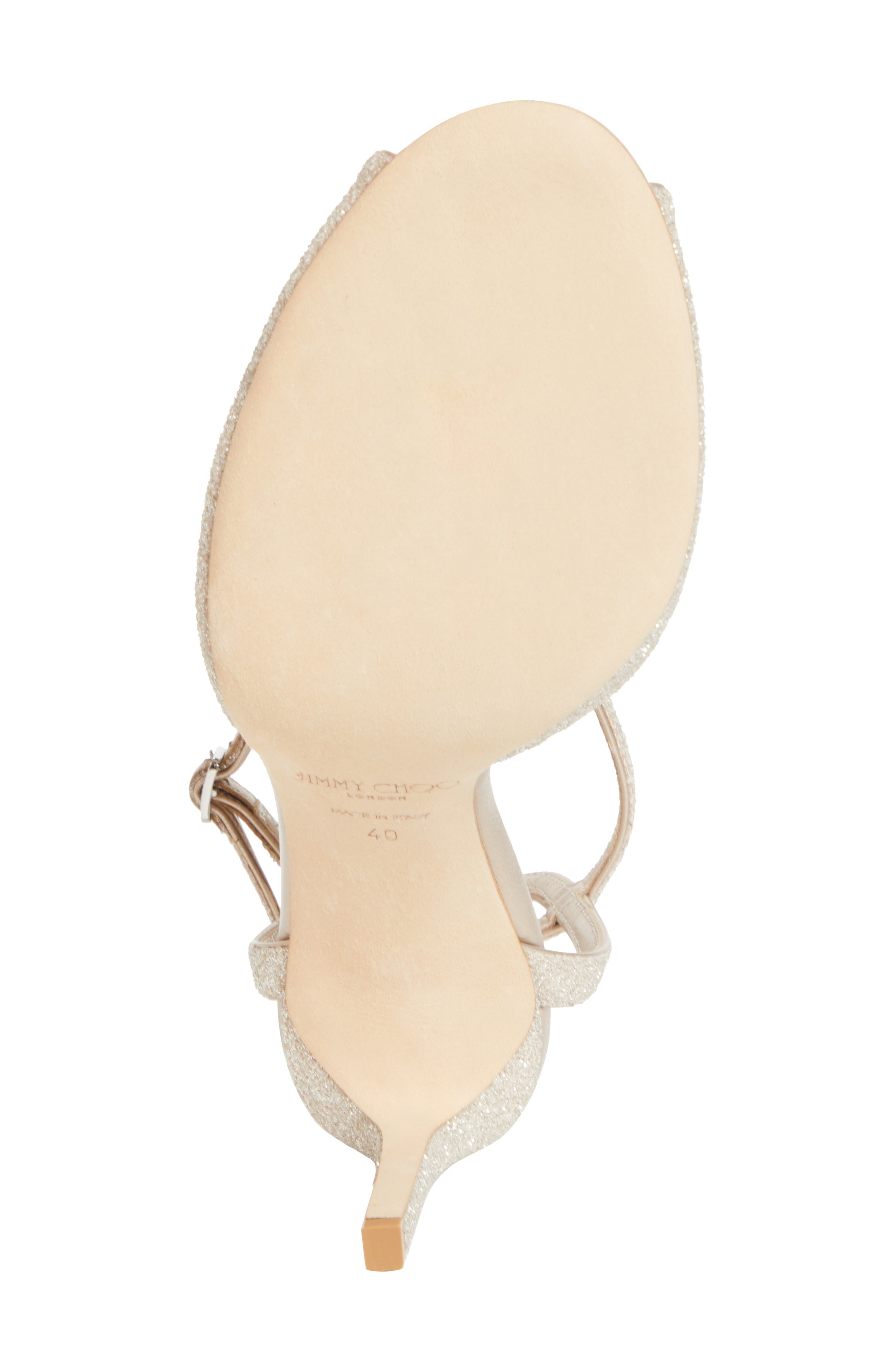 Jimmy Choo Sacora Ankle Strap Sandal, Alternate, color, Light Soft Gold/ Crystal