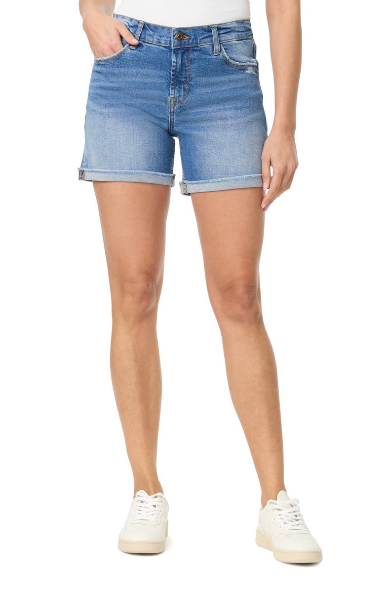Kensie Single Roll Cuffed Shorts, Main, color, Portland W/ Destruct